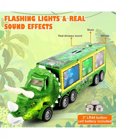 21 Pack Dinosaur Toys for Kids 3-7 Dinosaur Truck with Oversized Dinosaur Map Flashing Lights Music and Roaring Sound Kids To...