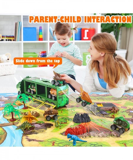 21 Pack Dinosaur Toys for Kids 3-7 Dinosaur Truck with Oversized Dinosaur Map Flashing Lights Music and Roaring Sound Kids To...