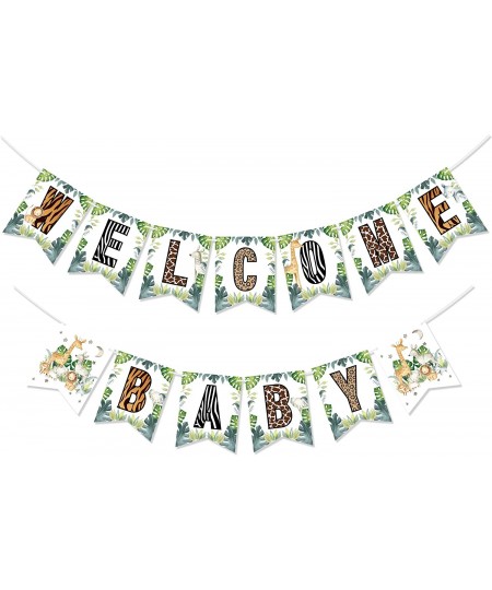 Safari Welcome Baby Banner Jungle Safari Baby Shower Sign Wild Animal Baby Shower Bunting Decor $17.91 - Kids' Party Decorations