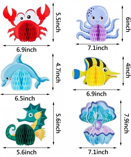 12 Pieces Ocean Sea Animal Honeycomb Centerpiece Under the Sea Table Decorations Ocean Themed Marine Creature Decoration Fish...