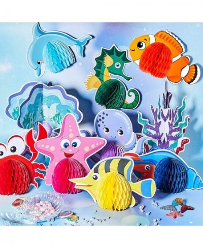 12 Pieces Ocean Sea Animal Honeycomb Centerpiece Under the Sea Table Decorations Ocean Themed Marine Creature Decoration Fish...