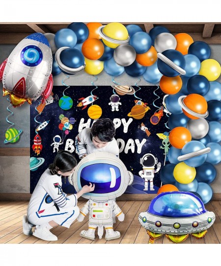 Outer Space Birthday Decorations Space Themed Party Supplies Include Solar System Balloon Arch Kit Inflatable Rocket Astronau...