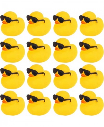 16 Pcs Mini Yellow Rubber Ducks with 16 Sunglasses Rubber Ducky Bath Toy Shower Ducks Bathtub Toys for Baby Shower Infants To...