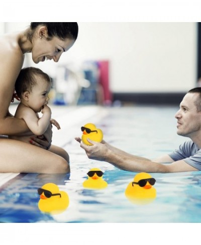 16 Pcs Mini Yellow Rubber Ducks with 16 Sunglasses Rubber Ducky Bath Toy Shower Ducks Bathtub Toys for Baby Shower Infants To...