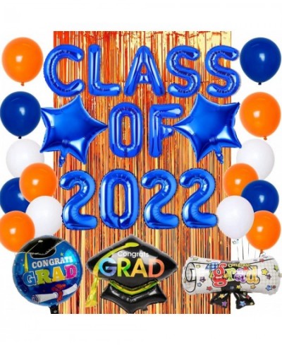 2022 Graduation Decorations Orange and Blue Class of 2022 Balloon Banner Congrats Grad Balloons Kit Fringe Curtain Congratula...