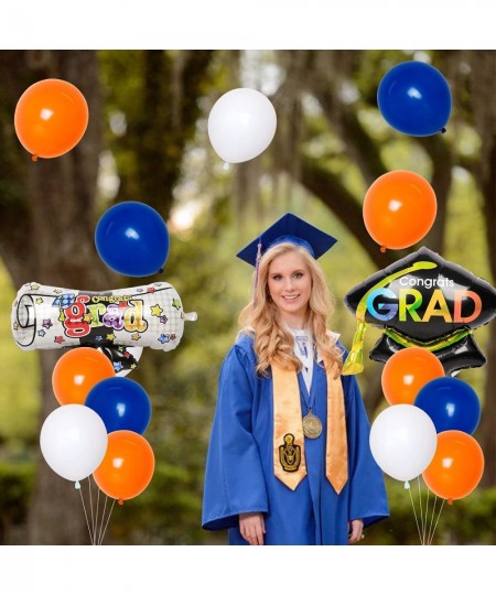 2022 Graduation Decorations Orange and Blue Class of 2022 Balloon Banner Congrats Grad Balloons Kit Fringe Curtain Congratula...