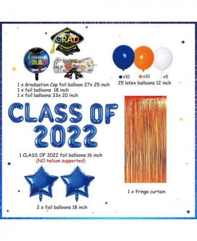 2022 Graduation Decorations Orange and Blue Class of 2022 Balloon Banner Congrats Grad Balloons Kit Fringe Curtain Congratula...