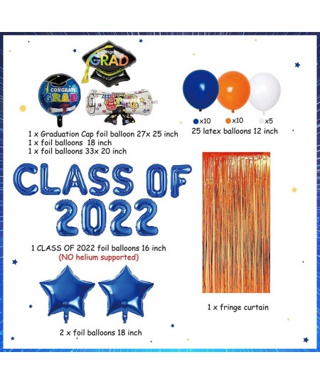 2022 Graduation Decorations Orange and Blue Class of 2022 Balloon Banner Congrats Grad Balloons Kit Fringe Curtain Congratula...