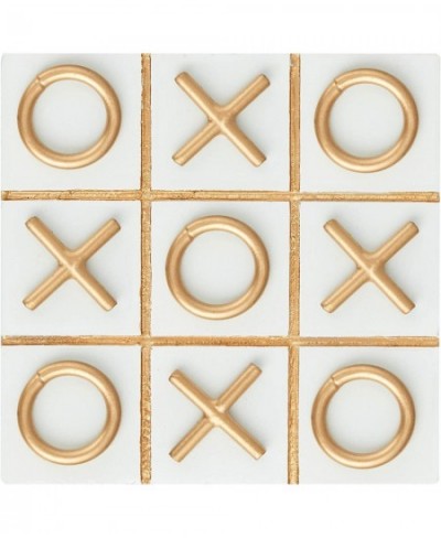 Wood Tic Tac Toe Game for Kids | 5x5 Inch | Coffee Table Game | Modern XOXO with Gold Tinge Metal X's and O's | Indoor Outdoo...