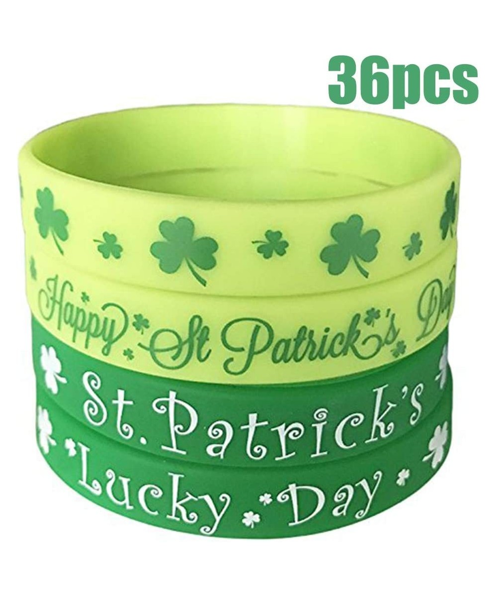 St. Patrick's Day Shamrock Bracelets Rubber Wristbands Party Favors Supplies Gifts 36Pieces $21.13 - Kids' Dress-Up Accessories