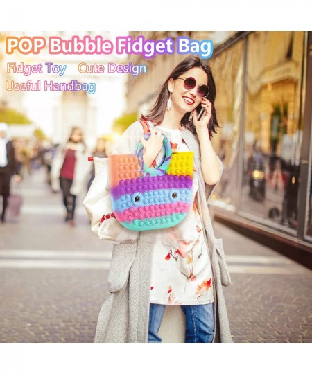 Pop Bubble Purse Silicone Fidget Bag Push It Pop Bubble Sensory Toy Handbag Fun Colorful Tote Bags for Women Girls School Gif...