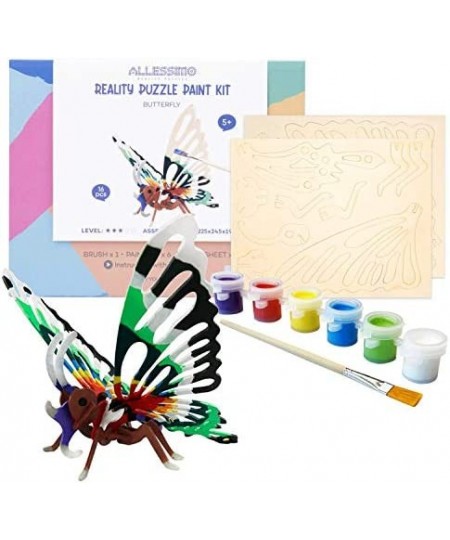 Create + Paint Butterfly 3D Puzzles for Kids Girls and Boys Ages 7 8 9 10 11 12 Year Old. Includes Wooden Model Kit Brush and...