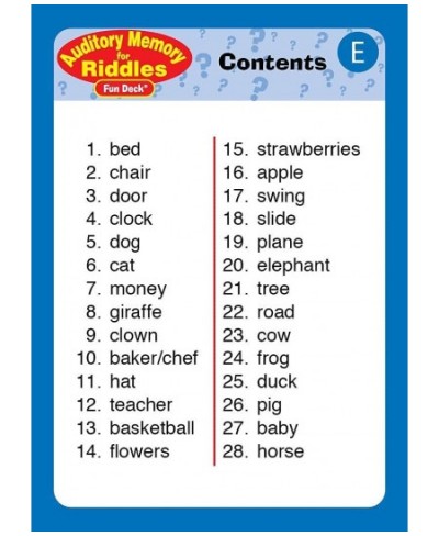 | Auditory Memory for Riddles Fun Deck | Listening Comprehension Flash Cards | Educational Learning Materials for Children $2...