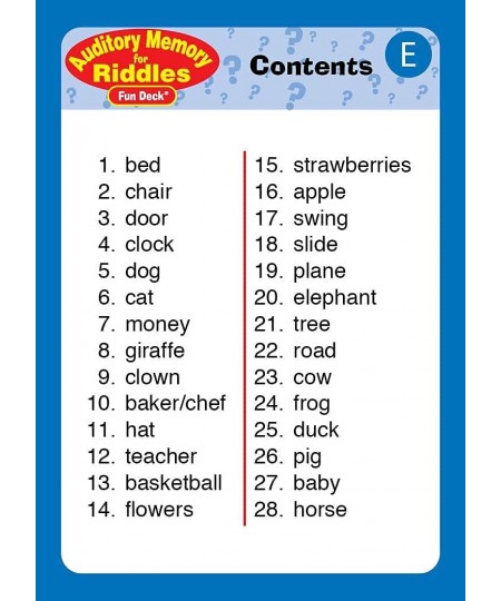 | Auditory Memory for Riddles Fun Deck | Listening Comprehension Flash Cards | Educational Learning Materials for Children $2...