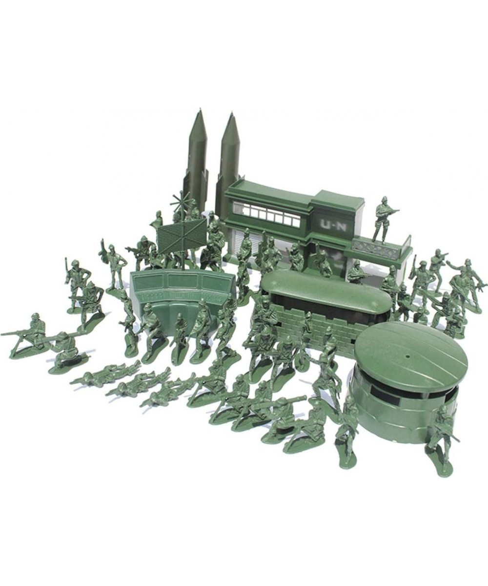 56pcs Military Battle Group Tiny Troopers Men Military Plastic Soldier Model Toy Plastic Men Figures Base Rocket Statue Decor...