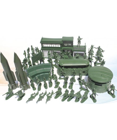 56pcs Military Battle Group Tiny Troopers Men Military Plastic Soldier Model Toy Plastic Men Figures Base Rocket Statue Decor...