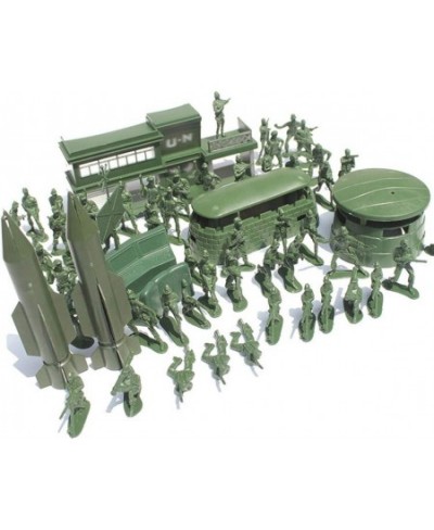 56pcs Military Battle Group Tiny Troopers Men Military Plastic Soldier Model Toy Plastic Men Figures Base Rocket Statue Decor...