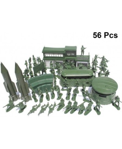 56pcs Military Battle Group Tiny Troopers Men Military Plastic Soldier Model Toy Plastic Men Figures Base Rocket Statue Decor...