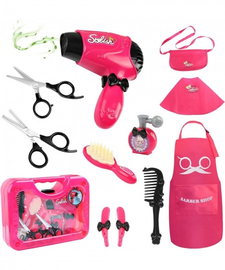 Girls Beauty Salon Set Pretend Play Stylist Hair Cutting Kit Hairdresser Toys with Hair Dryer Scissors Barber Apron and Styli...