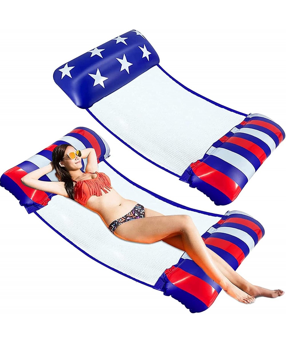 2 Pack Inflatable Hammock Pool Floats Adult Size Multi-Purpose Swimming Hammock Pool Party Toys American Flag Pool Raft Float...