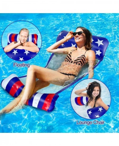 2 Pack Inflatable Hammock Pool Floats Adult Size Multi-Purpose Swimming Hammock Pool Party Toys American Flag Pool Raft Float...