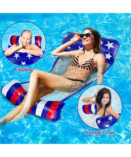 2 Pack Inflatable Hammock Pool Floats Adult Size Multi-Purpose Swimming Hammock Pool Party Toys American Flag Pool Raft Float...