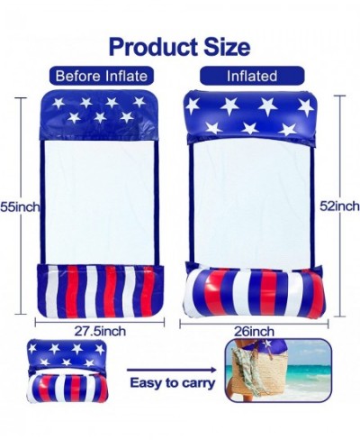 2 Pack Inflatable Hammock Pool Floats Adult Size Multi-Purpose Swimming Hammock Pool Party Toys American Flag Pool Raft Float...