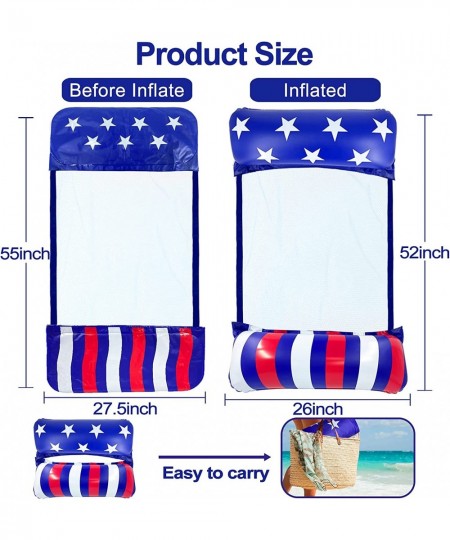 2 Pack Inflatable Hammock Pool Floats Adult Size Multi-Purpose Swimming Hammock Pool Party Toys American Flag Pool Raft Float...