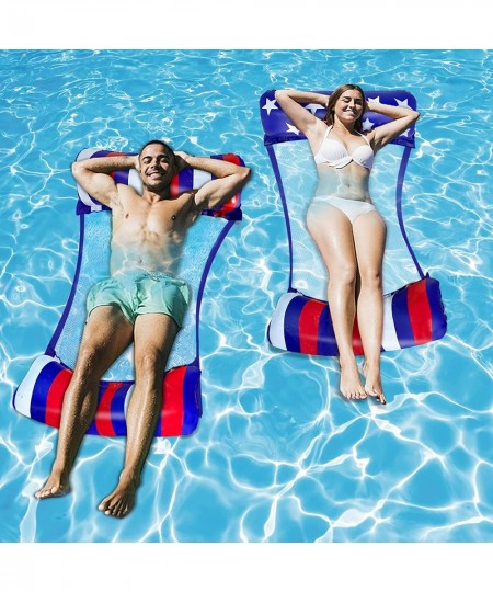 2 Pack Inflatable Hammock Pool Floats Adult Size Multi-Purpose Swimming Hammock Pool Party Toys American Flag Pool Raft Float...