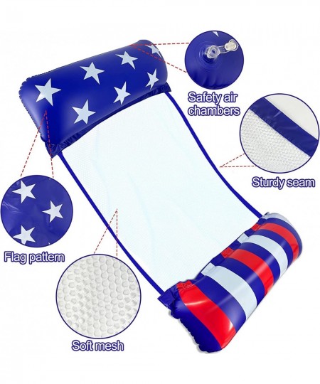 2 Pack Inflatable Hammock Pool Floats Adult Size Multi-Purpose Swimming Hammock Pool Party Toys American Flag Pool Raft Float...