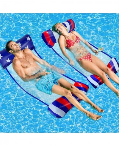 2 Pack Inflatable Hammock Pool Floats Adult Size Multi-Purpose Swimming Hammock Pool Party Toys American Flag Pool Raft Float...