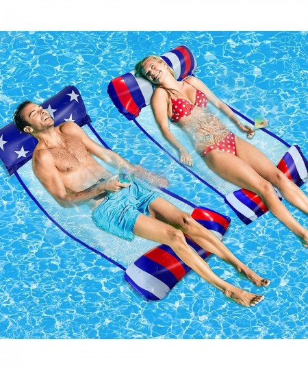 2 Pack Inflatable Hammock Pool Floats Adult Size Multi-Purpose Swimming Hammock Pool Party Toys American Flag Pool Raft Float...