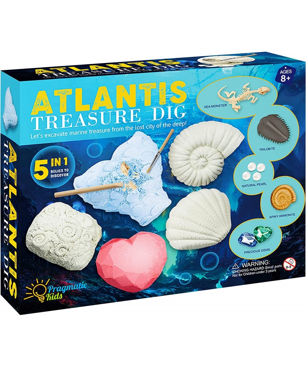 5in1 Atlantis Treasure Kit! Educational Digging Kit for Kids. Dig and Discover Atlantean Artifacts Including Pearls Gems Sea ...