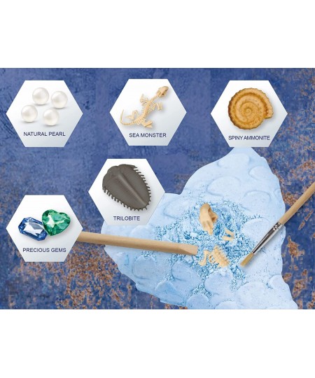 5in1 Atlantis Treasure Kit! Educational Digging Kit for Kids. Dig and Discover Atlantean Artifacts Including Pearls Gems Sea ...