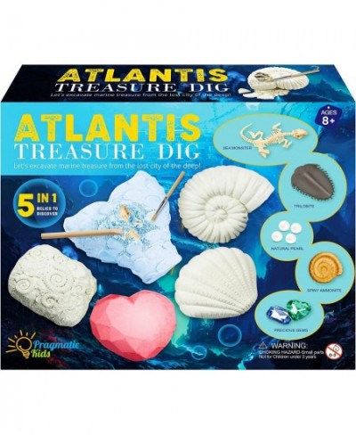 5in1 Atlantis Treasure Kit! Educational Digging Kit for Kids. Dig and Discover Atlantean Artifacts Including Pearls Gems Sea ...