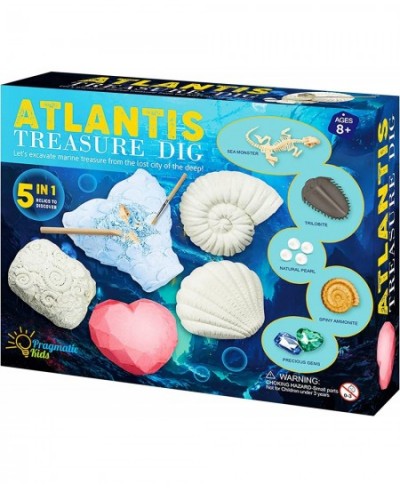 5in1 Atlantis Treasure Kit! Educational Digging Kit for Kids. Dig and Discover Atlantean Artifacts Including Pearls Gems Sea ...