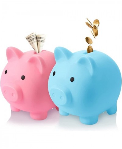 2 Pieces Cute Piggy Bank Cute Plastic Pig Money Bank Adults Unbreakable Piggy Bank Pig Money Box Coin Bank Plastic Saving Coi...