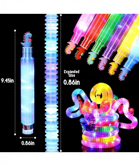 12 Pack Valentines Day Party Favors Light Up Pop Tubes for Kids LED Glow Sticks Sensory Fidget Toys Glow in The Dark Party Su...