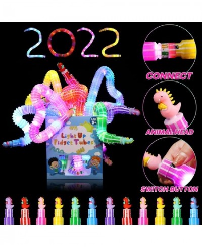 12 Pack Valentines Day Party Favors Light Up Pop Tubes for Kids LED Glow Sticks Sensory Fidget Toys Glow in The Dark Party Su...