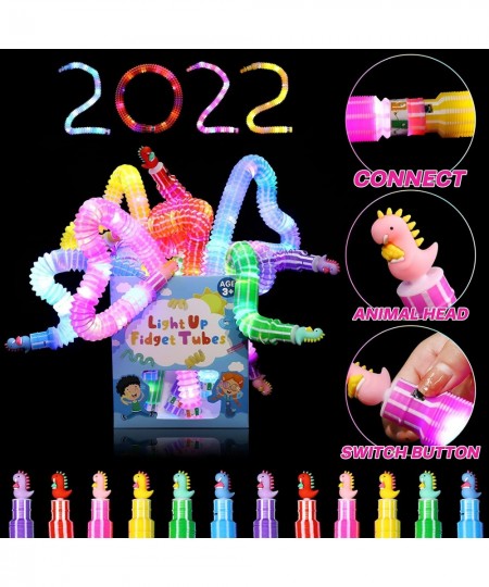 12 Pack Valentines Day Party Favors Light Up Pop Tubes for Kids LED Glow Sticks Sensory Fidget Toys Glow in The Dark Party Su...