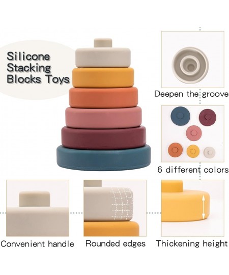 Stacking Toys Soft Silicone Stacking Blocks Rings Baby Sensory Toy for 6+ Months Boys&Girls $28.06 - Early Development & Acti...