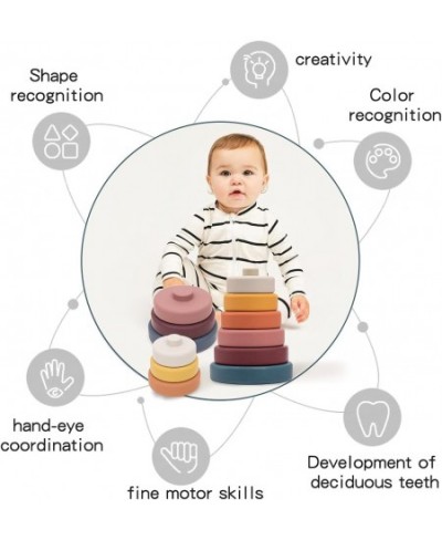 Stacking Toys Soft Silicone Stacking Blocks Rings Baby Sensory Toy for 6+ Months Boys&Girls $28.06 - Early Development & Acti...