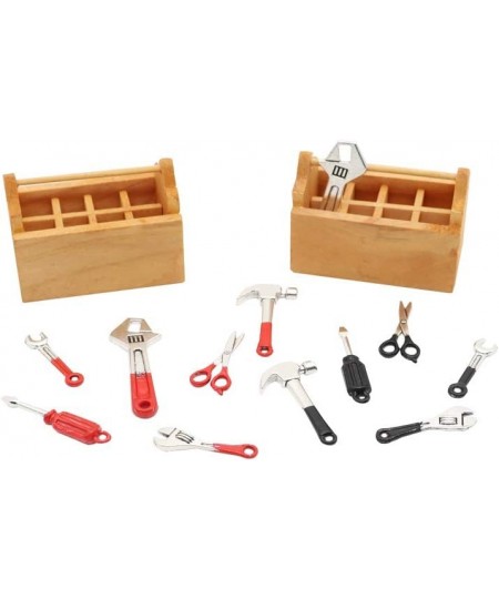 1:12 Scale Miniature House Tool Box with Tools Model Miniature Figurines for DIY Crafts Ornament Accessories Creative Birthda...