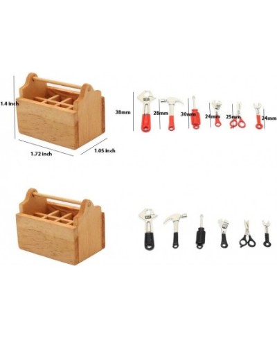 1:12 Scale Miniature House Tool Box with Tools Model Miniature Figurines for DIY Crafts Ornament Accessories Creative Birthda...