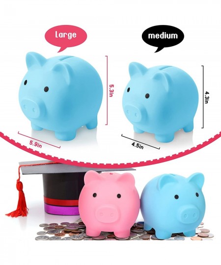 2 Pieces Cute Piggy Bank Cute Plastic Pig Money Bank Adults Unbreakable Piggy Bank Pig Money Box Coin Bank Plastic Saving Coi...