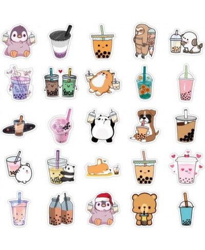 Bubble Tea Stickers 50pcs Cute Milk Tea Animal Stickers Vinyl Waterproof Decals for Kids Teens Party Favors for Water Bottles...