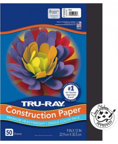 Tru-Ray Heavyweight Construction Paper Black 9" x 12" 50 Sheets Sulphite Construction Paper $15.21 - Kids' Drawing & Writing ...