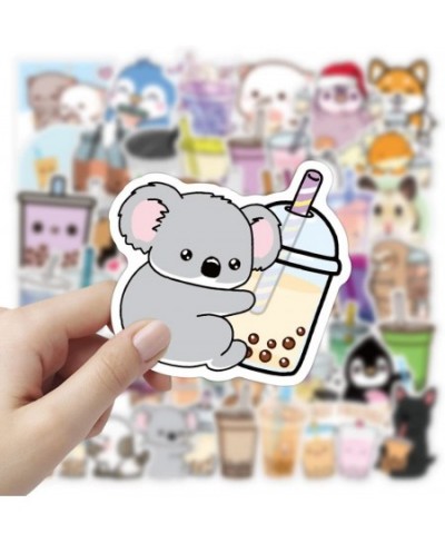 Bubble Tea Stickers 50pcs Cute Milk Tea Animal Stickers Vinyl Waterproof Decals for Kids Teens Party Favors for Water Bottles...