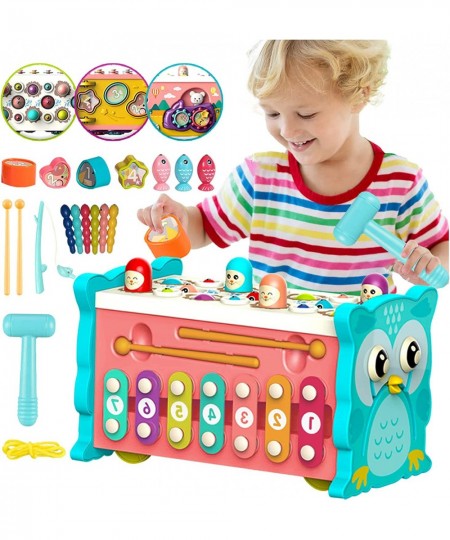 Montessori Toys 8 in 1 Hammering Pounding Toddler Toys for 1 2 3 4 Year Old Baby Sensory Toys Fishing Game Xylophone Toy with...