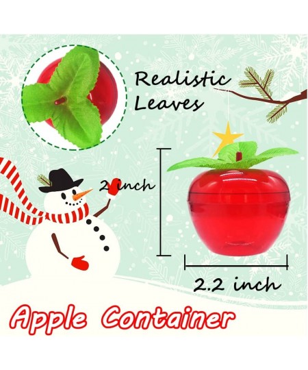 24 Pack Mini Christmas Red Apple Container Plastic Filled Bobbing Apples Containers Candy Jars Apple Shaped Ornament for Chri...